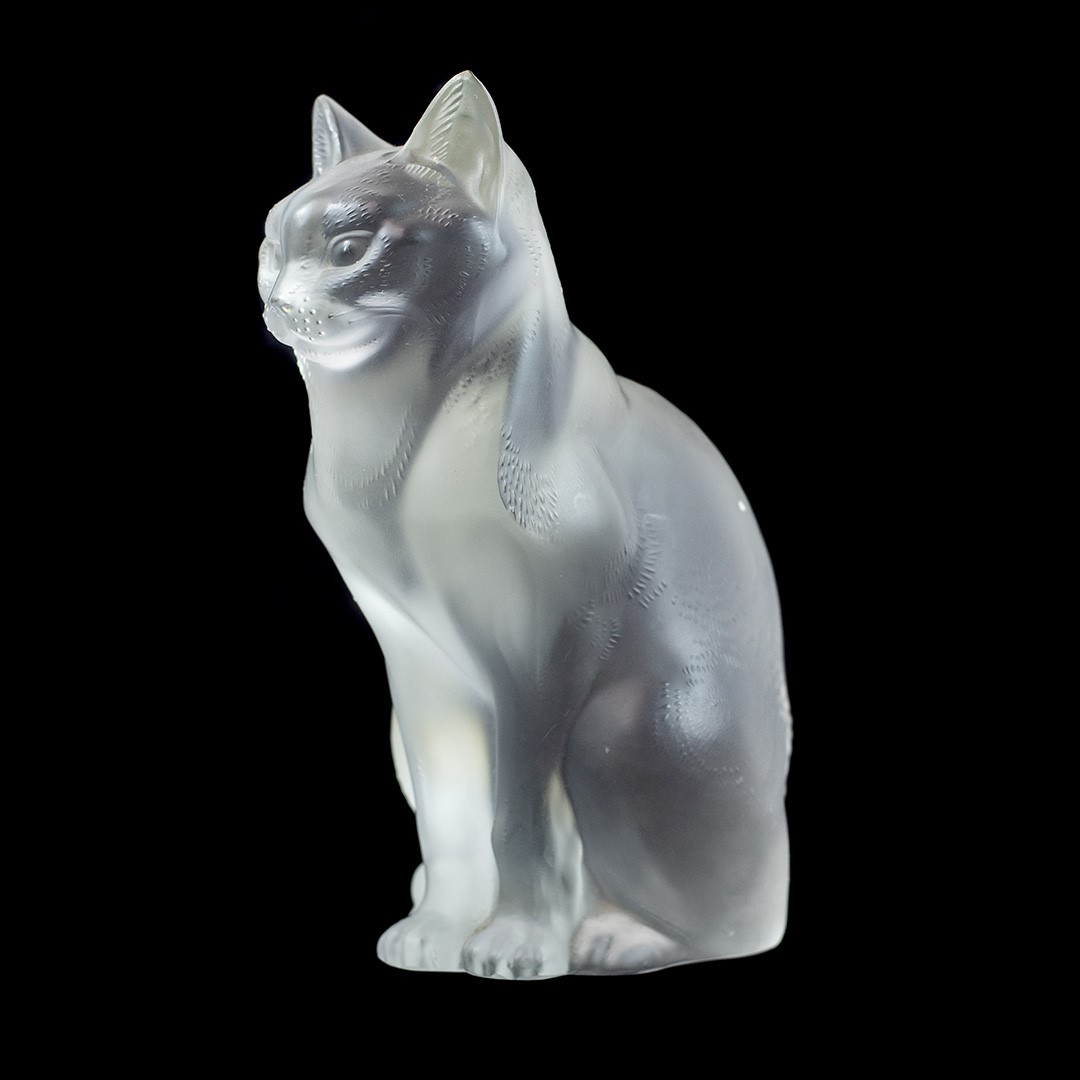 Lot 920 Lalique frosted glass cat sculpture, 'Chat Assis'